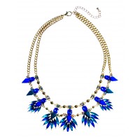 Peacock Jeweled Feather Bursts Necklace